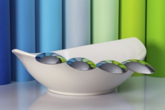 The ceramic bowl and four spoons