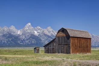 The iconic John Moulton homestead in Grand Teton in Wyoming in USA