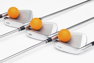 Titanium golf clubs on the white background
