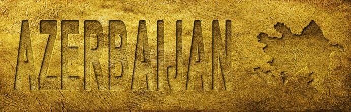 Azerbaijan Map and Text on Grunge Gold Texture