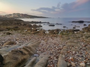 Beach at sunset, photo as a background, digital image