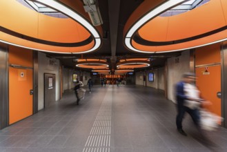 Laeken, Brussels Capital Region, Belgium, 09 25 2019 Abstract designed tiles with orange shaped