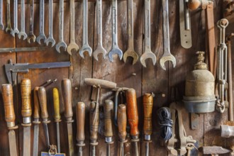 Old tool panel with various tools