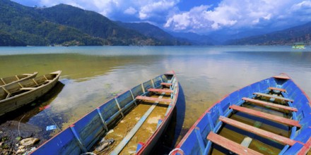 Wooden Rowing Boats, Phewa Lake, Fewa Lake, Pokhara, Nepal, Asia