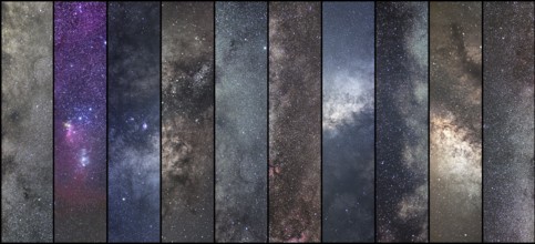 Space collage. Astronomy collage. Astrophotography collage. universe. Long exposure photography