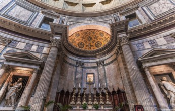 ROME, ITALY, JUNE 14, 2015 : interiors and architectural details of the pantheon, june 14, 2015, in