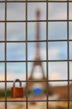 Eiffel Tower and Padlocks in Trocadero Paris at France