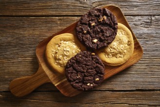 Chocolate cookies in a wooden board table