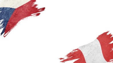 Flags of Czech Republic and Peru on white background