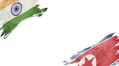 Flags of India and North Korea on White Background