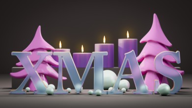 3d illustration of four candles for christmas time