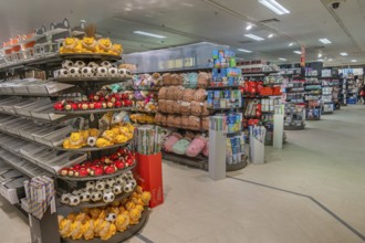 Shelves with toys and household goods, one-euro shop, Allgäu, Bavaria, Germany, Europe
