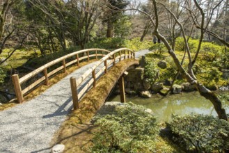 Bridge is new, but it of ancient authentical construction in Kyoto Sento Imperial Palace Garden