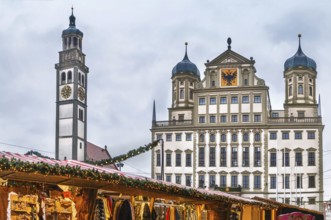 Perlachtower with Town Hall in Augsburg city centre, Germany, Europe