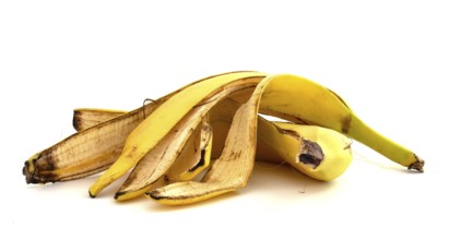 Banana peels on a white background