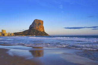 Arenal Bol beach in Calpe also Calp in Alicante of spain at Costa Blanca Arenal-Bol Ifach penon