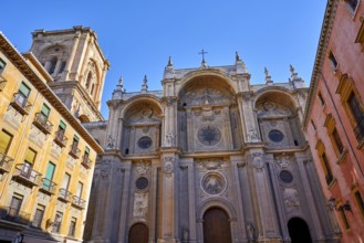 Granada Cathedral facade in Spain Andalusia at Pasiegas square