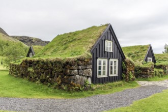 Turf houses built in traditional manner, South Iceland
