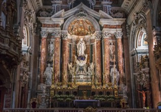 NAPLES, ITALY ? MAY 15, 2014: Interiors and details of barroco church of the Gesu Nuovo, built year