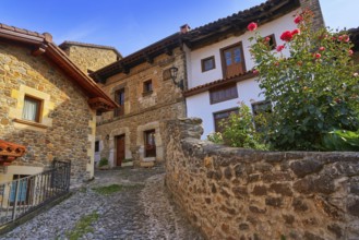 Potes village facades in Cantabria of Spain