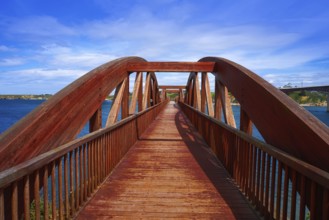 Ribadeo bridge viewpoint over Eo river from Galicia in Spain