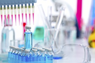 Chemical scientific laboratory multi channel pipette and test tubes