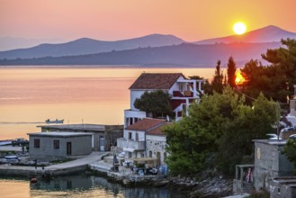 Beautiful Sunrise over the Seaside in Croatia in summer. Beautiful Sunrise over the Seaside in