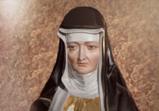 Figure of Hildegard of Bingen, Sibyl of the Rhine, 1098 – 1179, German Benedictine abbess and