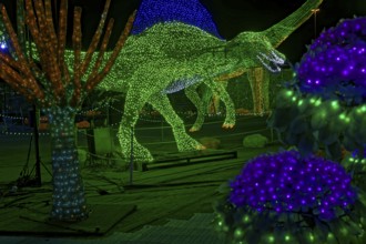 Illumi light show event, 25 million lights, Jurassic kingdom, Laval, Province of Quebec, Canada,
