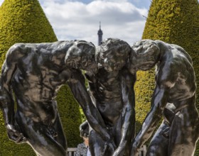 PARIS, FRANCE, APRIL 23, 2017 : exteriors, sculptures and gardens of the Rodin museum, april 23,