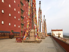 Buddhist color prayer flags at The Putuo Zongcheng Buddhist Temple, one of the Eight Outer Temples