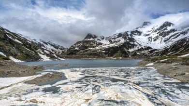 A view of the Montespluga Dam near the Splügen Pass from Italy to Switzerland