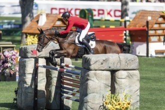 Calgary, Canada, Sept., 7, 2024. Andre Thieme of Germany, riding Paule S competes in the BMO