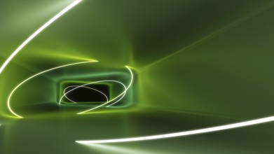 A neon lights tunnel background. 3D illustration