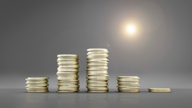A coin stacking financial concept 3d illustration