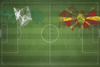Nigeria vs North Macedonia Soccer Match, national colors, national flags, soccer field, football