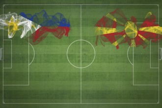 Philippines vs North Macedonia Soccer Match, national colors, national flags, soccer field,