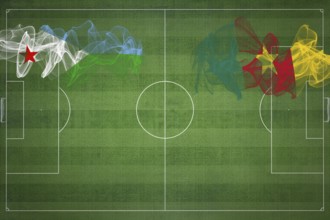 Djibouti vs Cameroon Soccer Match, national colors, national flags, soccer field, football game,