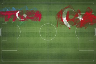 Azerbaijan vs Turkey Soccer Match, national colors, national flags, soccer field, football game,