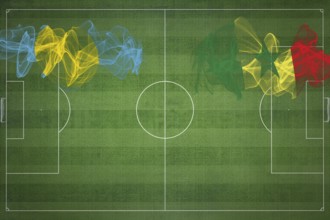 Palau vs Senegal Soccer Match, national colors, national flags, soccer field, football game,