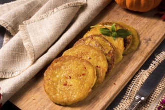 Potato pancakes with pumpkin puree