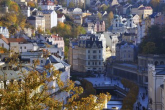 View from the Hotel Thermal to the spa centre of Karlovy Vary, in the background the Hotel