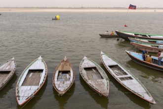 Boats parked, varanasi, uttar pradesh, india, asia
