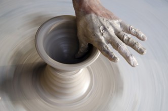 Potter making earthen pot in Bikaner at rajasthan India Asia