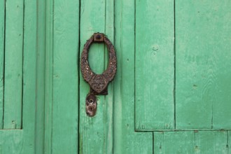 Lanzarote Teguise green door detail in Canary Islands