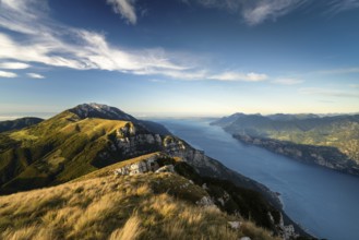 Panorama of Lake garda with sirmione from top of Monte Baldo