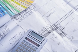 Calculator rolled blueprints color palette