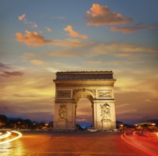 Arc de Triomphe in Paris Arch of Triumph sunset at France