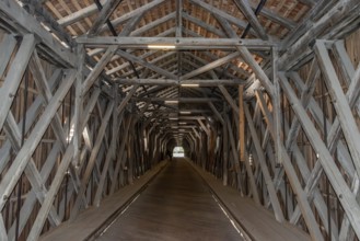 The historic old Rhine bridge between Switzerland and Liechtenstein