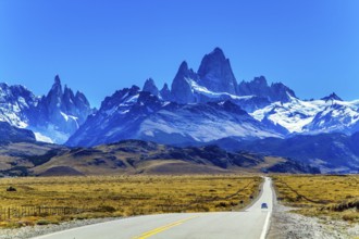 The road to the mountains. The border area between Argentina and Chile. Highway through the desert
